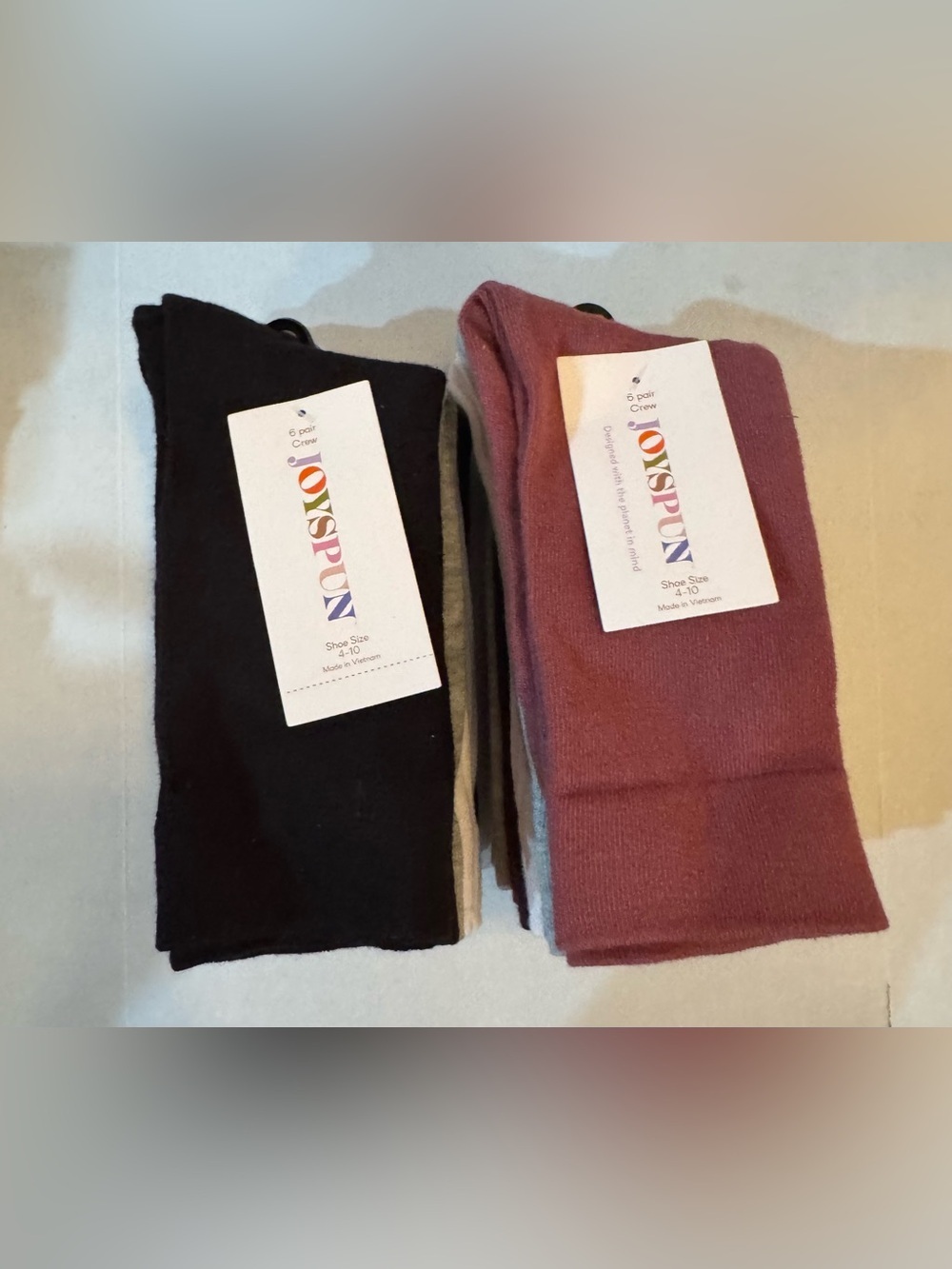 2 Joyspun Women's Essentials Crew Dress Socks, 6-Pack, Fits Shoe Sizes 4-10